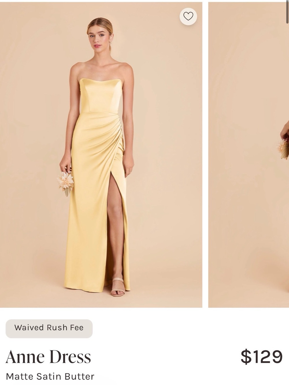 Birdy Grey Anne Dress in Matte Satin Butter Yellow Size L